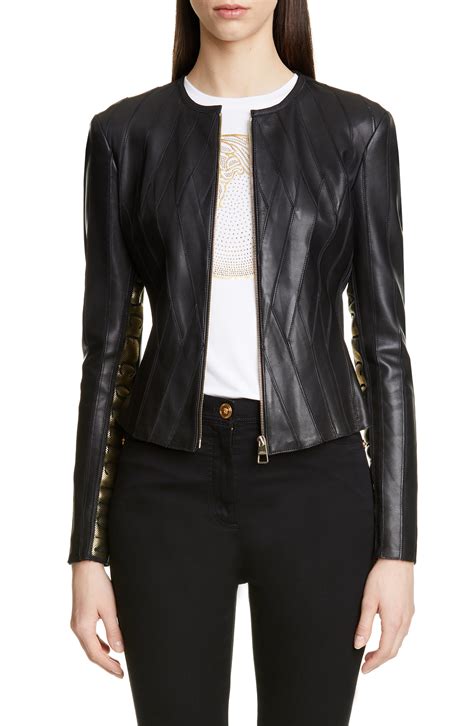 versace jacket leater|Versace leather jackets women.